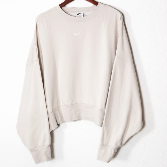 Nike Tops - Nike Cropped Oversized Sweatshirt Cream Size XL Sporty Minimal